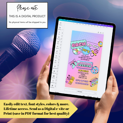 Bach to the 90’s Bachelorette Party Invite