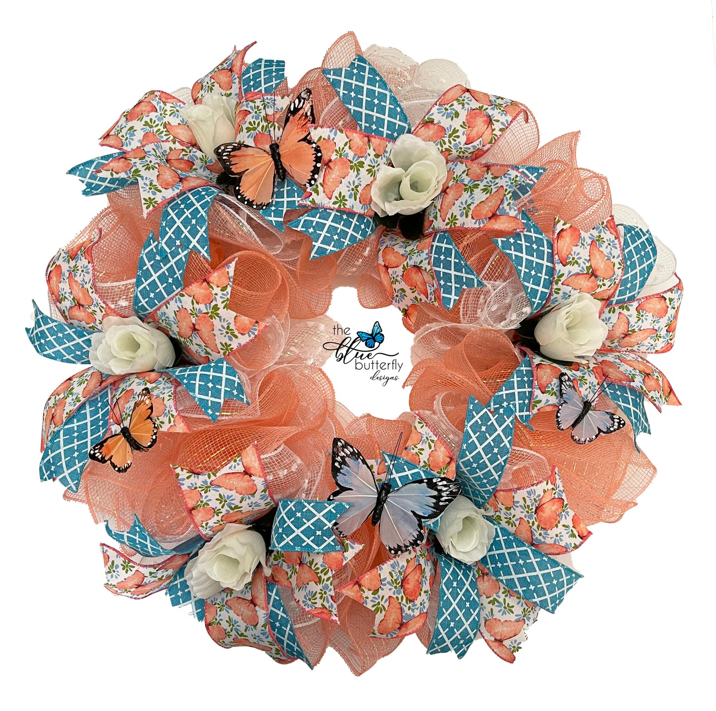 Peachy Butterfly Wreath