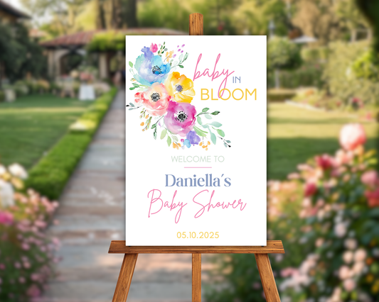 Baby In Bloom Editable Welcome Sign