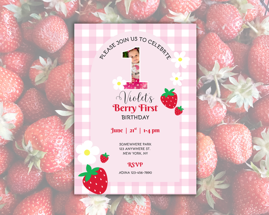 Berry First Birthday Editable Invite