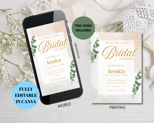 Bridal Shower Editable Invite
