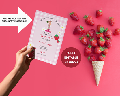 Berry First Birthday Editable Invite