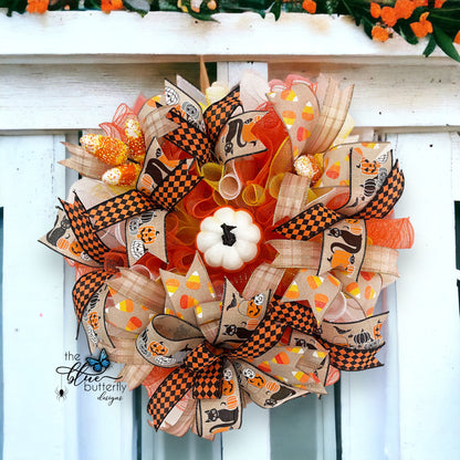 Candy Corn & Pumpkins Wreath