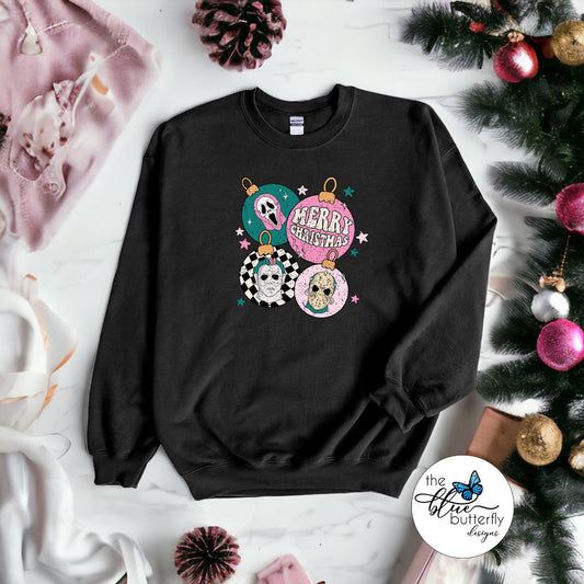 Merry Xmas Horror Ornament Crewneck Sweater